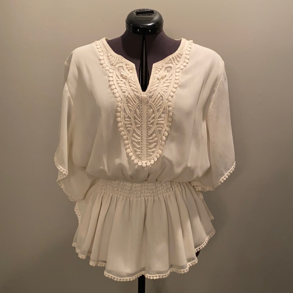 Off White Peplum Blouse Size Small